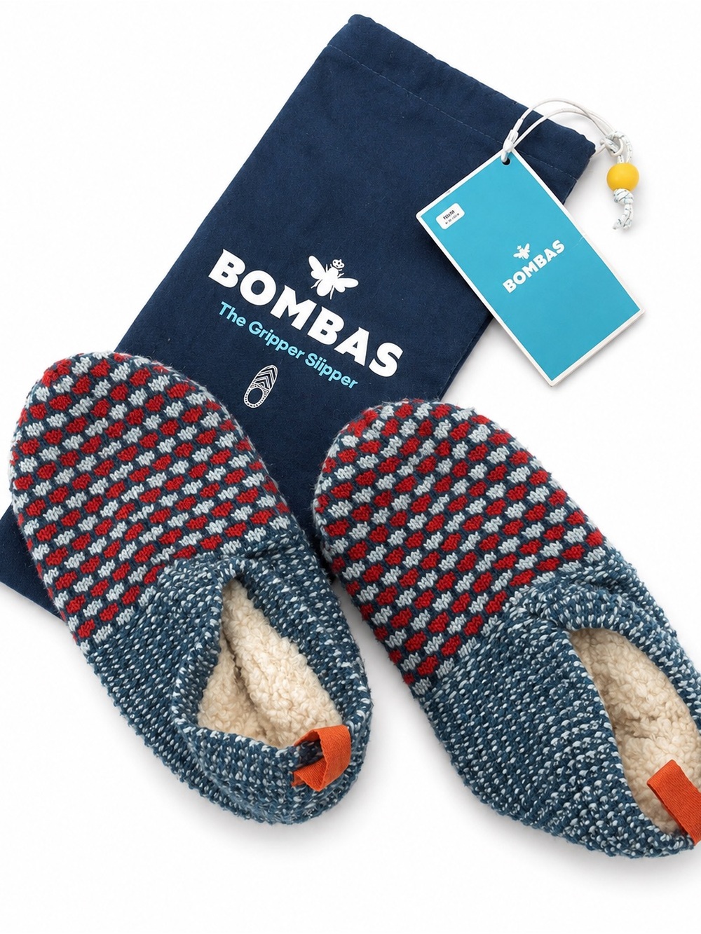 NWT Bombas Youth 1–5 Sherpa Lined Fair Isle Gripper Slippers
